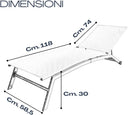 Lettino Prendisole In Alluminio e Textilene, Per Piscina col. Sabbia – 195x63x34