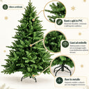 Albero di natale artificiale abete folto e realistico in pvc base in metallo