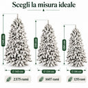 Albero di Natale Artificiale Innevato Rami Realistici in PVC Base in Metallo