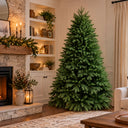 Albero di Natale Artificiale Abete Realistico Folto e Verde in PVC e PE con base in metallo e ganci a ombello