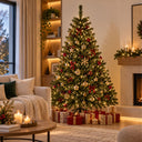 Albero di Natale Sintetico Pino Artificiale con Base in Metallo