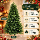 Albero di Natale Artificiale cm 240 Abete Folto Verde e Realistico in PVC e PE