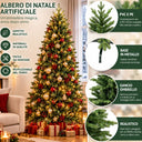 Albero di Natale Artificiale Slim Abete Folto e Realistico con Base in Metallo 