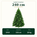Albero di Natale Artificiale Abete Folto e Verde in PVC cm 180/210/240