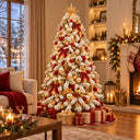Albero di Natale Artificiale Innevato Abete Folto e Realistico in PVC Base in Metallo