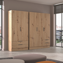 Armadio Guardaroba 2 Ante 2 Cassetti, Mobile Appendiabiti in Legno, Rovere 82x46x184 cm2