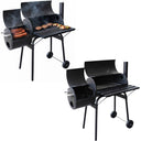 Barbecue a carbonella bbq carbone affumicatore grill acciaio per giardino veranda terrazzo termometro e ruote