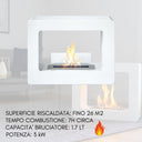 Camino a Bioetanolo da Pavimento Bruciatore 1.7 Litri in Acciaio, Bianco