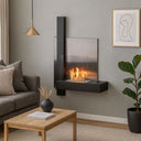 1.5L Wall-Mounted Bioethanol Fireplace, Steel and Tempered Glass