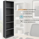 Libreria Scaffale da Parete 5 Ripiani Salvaspazio Mobile Multiuso cm 50x23x157