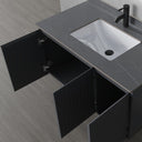 Mobile Bagno Sospeso con Lavabo e Specchio LED Touch, 3 Ante Design Moderno 100 cm