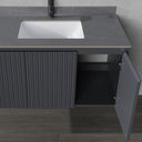 Mobile Bagno Sospeso con Lavabo e Specchio LED Touch, 3 Ante Design Moderno 100 cm