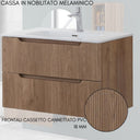 Mobile Bagno Sospeso con Lavabo in Ceramica e Specchio 2 Cassetti 80 cm in Legno - Rovere