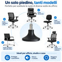 Set x5 Piedini Fissi Ricambio Sedia da Ufficio Base 5 Razze Silenziosi e Universali per Ogni Pavimento