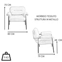 Poltrona Salotto e Soggiorno con Braccioli Imbottiti in Tessuto - cm 80x74