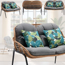 Salotto da giardino divano poltrone e tavolino in rattan intrecciato e struttura in acciaio verniciato 