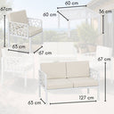 Set Salotto da Giardino Divano 2 Posti Poltrone con Braccioli e Cuscini e Tavolino per Piscina Terrazza mobili esterno design