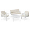 Set Salotto da Giardino Divano 2 Posti Poltrone con Braccioli e Cuscini e Tavolino per Piscina Terrazza in Polipropilene effetto rattan