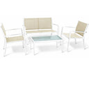 Salon de jardin en aluminium blanc et taupe