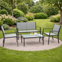 Salon de jardin en aluminium blanc et taupe