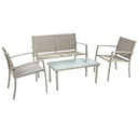 Salon de jardin en aluminium blanc et taupe