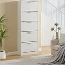 Scarpiera 5 Ante Doppie Ribalta Mobile Salvaspazio in Legno 65x24x173 Bianco Opaco