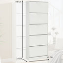 Scarpiera 5 Ante Doppie Ribalta Mobile Salvaspazio in Legno 65x24x173 Bianco Lucido