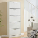 Scarpiera 5 Ante Doppie Ribalta Mobile Salvaspazio in Legno 65x24x173 Bianco Lucido