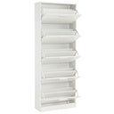 Scarpiera 5 Ante Doppie Ribalta Mobile Salvaspazio in Legno 65x24x173 Bianco Lucido