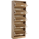 Scarpiera 5 Ante Doppie Ribalta Mobile Salvaspazio Slim in Legno da Ingresso