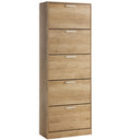 Scarpiera 5 Ante Doppie Ribalta Mobile Salvaspazio Slim in Legno da Ingresso