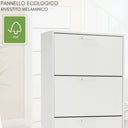 Scarpiera 5 Ante Doppie Ribalta Mobile Salvaspazio in Legno 65x24x173 Bianco Lucido