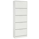 Scarpiera 5 Ante Doppie Ribalta Mobile Salvaspazio in Legno 65x24x173 Bianco Lucido