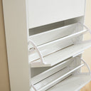 Scarpiera 5 Ante Doppie Ribalta Mobile Salvaspazio in Legno 65x24x173 Bianco Lucido