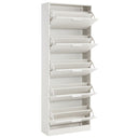 Scarpiera 5 Ante Doppie Ribalta Mobile Salvaspazio in Legno 65x24x173 Bianco Opaco
