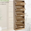 Scarpiera 5 Ante Doppie Ribalta Mobile Salvaspazio Slim in Legno da Ingresso