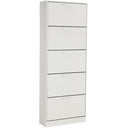 Scarpiera 5 Ante Doppie Ribalta Mobile Salvaspazio in Legno 65x24x173 Bianco Opaco