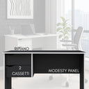 Scrivania Ufficio 2 Cassetti Tavolo Ripiano Pc Computer, Compatta