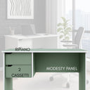 Scrivania Ufficio 2 Cassetti Tavolo Ripiano Pc Computer, Compatta