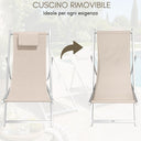 Sedia Sdraio con Cuscino Schienale Regolabile per Piscina Terrazzo Giardino Spiaggia