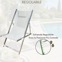 Set 2 Sedia Sdraio Prendisole Pieghevole con Cuscino e Schienale Regolabile per Piscina Giardino Spiaggia