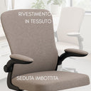 Sedia da Ufficio Ergonomica Girevole, Poltrona con Braccioli Pieghevoli