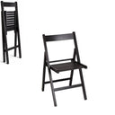 Set 4 Sedia Giardino in Legno Pieghevole Salvaspazio per Balcone o Terrazza Nero 