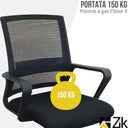 Silla Escritorio Ergonómica, Giratoria y Regulable, Apoyo Lumbar - Negra 45x51x94/100h 