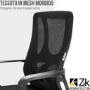 Silla de oficina ergonómica con reposabrazos y soporte lumbar, altura ajustable, oscilante y giratoria - Negra