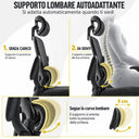 Silla de oficina ergonómica con reposabrazos, reposacabezas y soporte lumbar plegables
