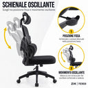 Silla de oficina ergonómica con reposabrazos, reposacabezas y soporte lumbar plegables
