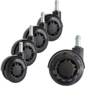Set x5 Ruote di Ricambio Sedia da Ufficio Gommate, Silenziose e Antigraffio, Girevoli 360°