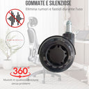 Set x5 Ruote di Ricambio Sedia da Ufficio Gommate, Silenziose e Antigraffio, Girevoli 360°