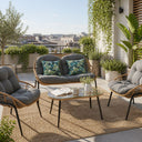 Salotto da Giardino in Rattan Sintetico Divanetto Poltrone e Tavolino